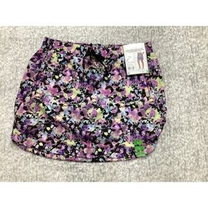 RBX Active Women Stretch Woven Skort Purple Floral Tulip Hem 17 Inch Large NEW